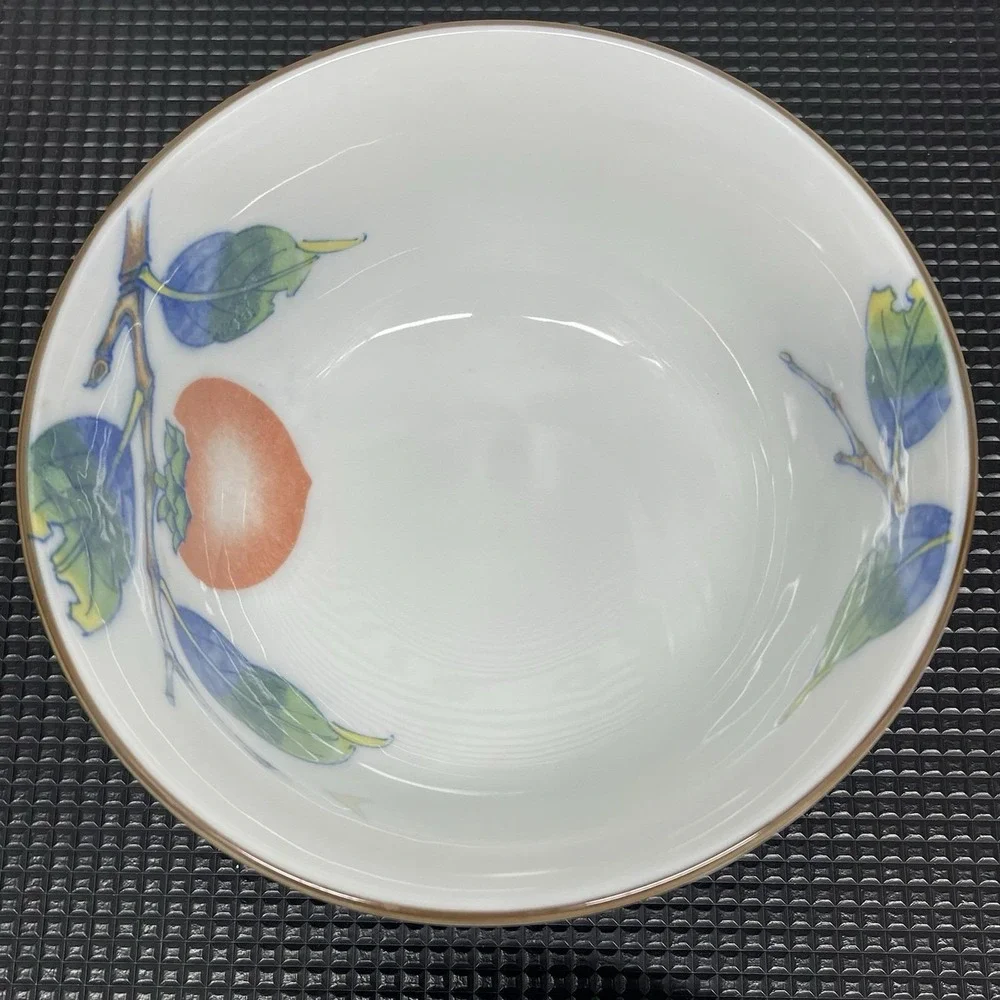 Vintage Andrea by Sadek‎ Japanese Hand Painted Bowls Set Blue Embossed Persimmon